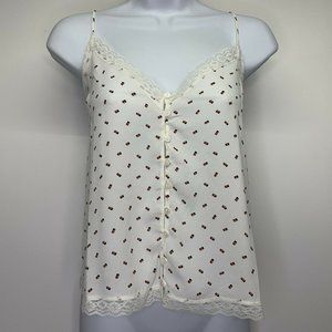 Lush Camisole Size Large Cream Button Front Lace
